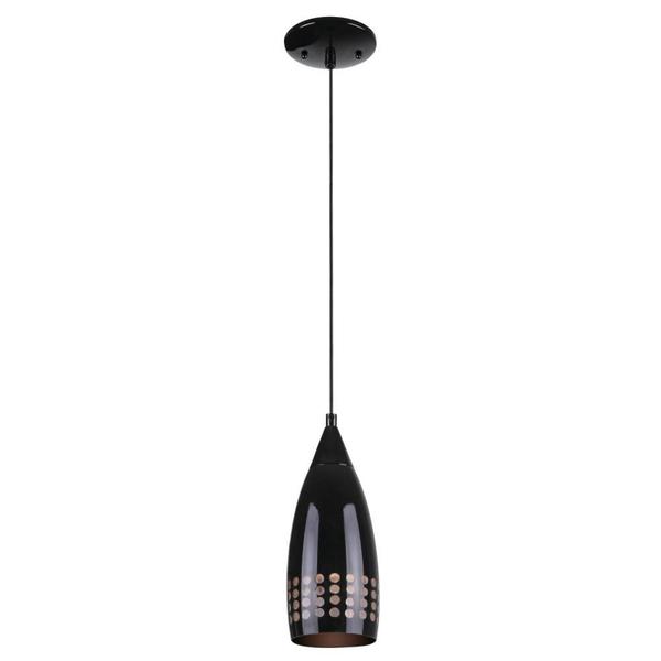 Westinghouse One-Light Adjustable Mini Pendant Blk Blk Glass Shade 6100900